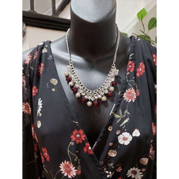 Lilian Women Black Floral Polyester Cold Shoulder Long Sleeve Long Maxi Dress 2X - Picture 2 of 13